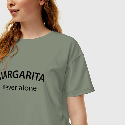 Женская футболка оверсайз Margarita never alone - motto / Авокадо – фото 3