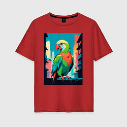 Женская футболка оверсайз Попугай в городе