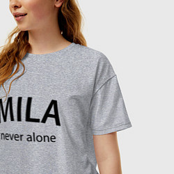 Футболка оверсайз женская Mila never alone - motto, цвет: меланж — фото 2