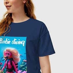 Футболка оверсайз женская Barbie diving - ai art, цвет: тёмно-синий — фото 2