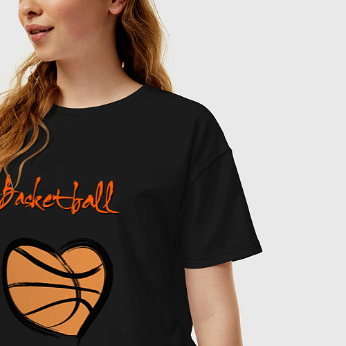 Женская футболка оверсайз Basket lover / Черный – фото 3