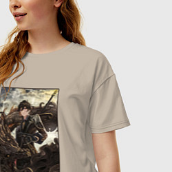 Футболка оверсайз женская Чжун Ли - дракон, цвет: миндальный — фото 2