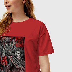 Футболка оверсайз женская Painkiller and demon - comix style, цвет: красный — фото 2