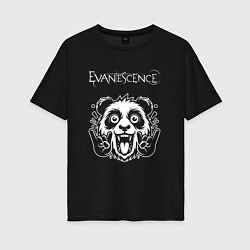 Футболка оверсайз женская Evanescence rock panda, цвет: черный