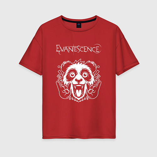 Женская футболка оверсайз Evanescence rock panda / Красный – фото 1