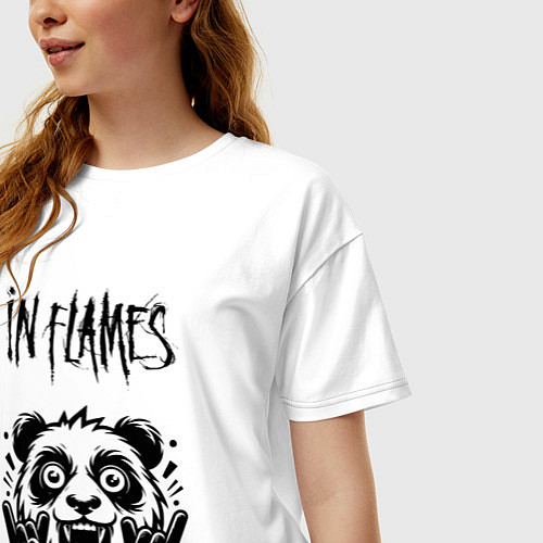 Женская футболка оверсайз In Flames - rock panda / Белый – фото 3