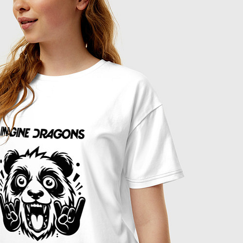 Женская футболка оверсайз Imagine Dragons - rock panda / Белый – фото 3