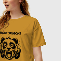 Футболка оверсайз женская Imagine Dragons - rock panda, цвет: горчичный — фото 2