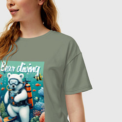 Футболка оверсайз женская Polar bear diving - ai art, цвет: авокадо — фото 2