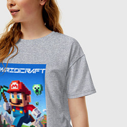 Футболка оверсайз женская Minecraft and Mario - ai art collaboration, цвет: меланж — фото 2