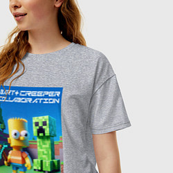 Футболка оверсайз женская Bart and Creeper - collaboration ai art, цвет: меланж — фото 2