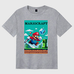 Футболка оверсайз женская Mario and Minecraft - collaboration pixel art, цвет: меланж