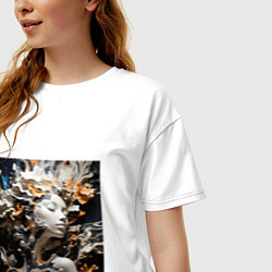 Футболка оверсайз женская Женски силуэт из акрила, цвет: белый — фото 2