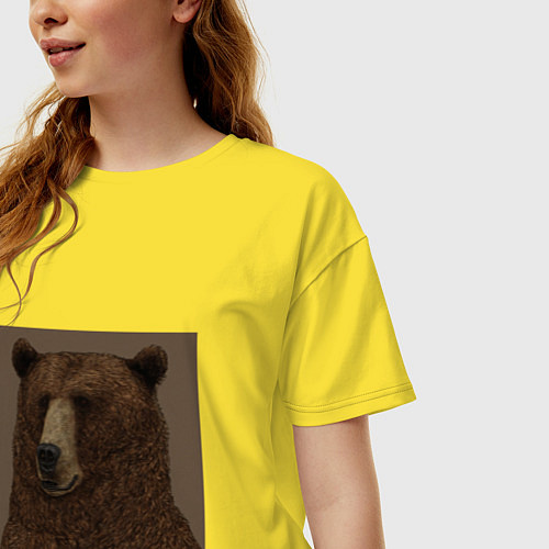 Женская футболка оверсайз Медведь странный / Желтый – фото 3