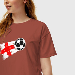 Футболка оверсайз женская Футбол Англии, цвет: кирпичный — фото 2