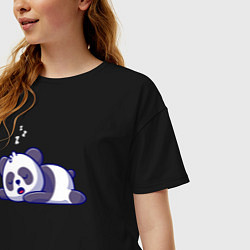 Футболка оверсайз женская Панда спит, цвет: черный — фото 2