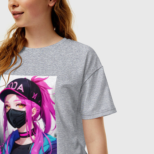 Женская футболка оверсайз Akali Kda League Of Legends / Меланж – фото 3