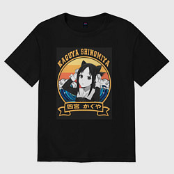 Футболка оверсайз женская Госпожа Кагуя с ушками, цвет: черный