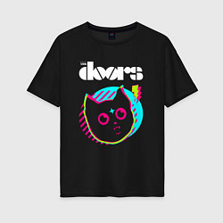 Футболка оверсайз женская The Doors rock star cat, цвет: черный