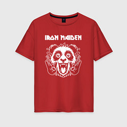 Футболка оверсайз женская Iron Maiden rock panda, цвет: красный