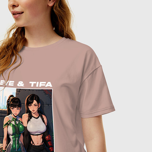 Женская футболка оверсайз Ева и Тифа Stellar blade Fantasy / Пыльно-розовый – фото 3