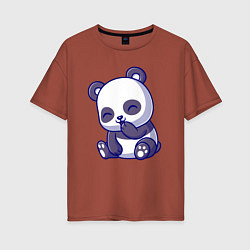 Футболка оверсайз женская Смеющаяся панда, цвет: кирпичный