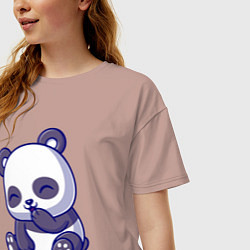 Футболка оверсайз женская Смеющаяся панда, цвет: пыльно-розовый — фото 2