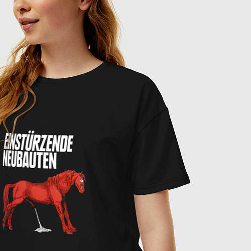 Женская футболка оверсайз Einstrzende Neubauten - Horse / Черный – фото 3