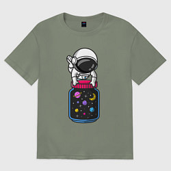 Футболка оверсайз женская Космос в баночке, цвет: авокадо