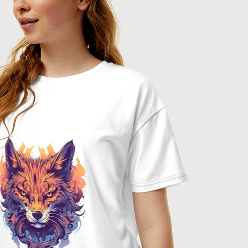 Женская футболка оверсайз Foxs Fiery Head / Белый – фото 3
