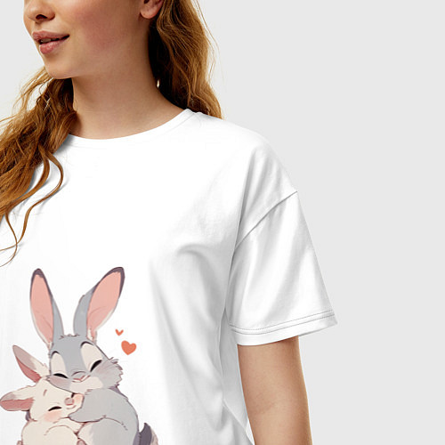 Женская футболка оверсайз Зайки обнимайки / Белый – фото 3