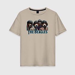 Футболка оверсайз женская Beatles beagles, цвет: миндальный