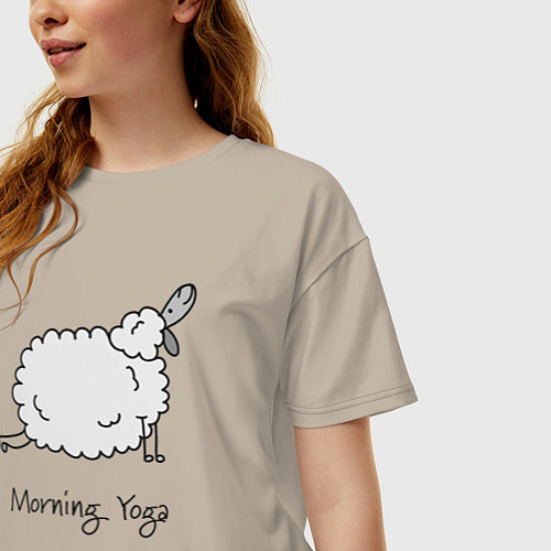 Женская футболка оверсайз Йога утром / Миндальный – фото 3