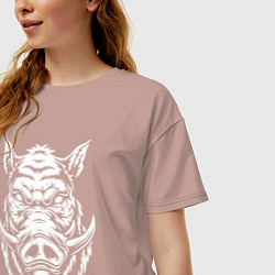 Футболка оверсайз женская Голова кабана, цвет: пыльно-розовый — фото 2
