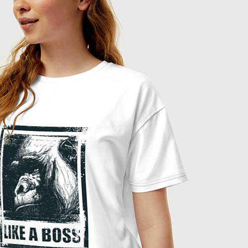 Женская футболка оверсайз Like a boss / Белый – фото 3