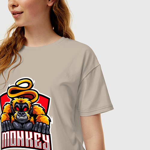 Женская футболка оверсайз Monkey team / Миндальный – фото 3