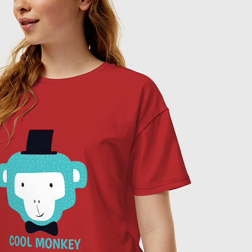 Женская футболка оверсайз Cool monkey / Красный – фото 3