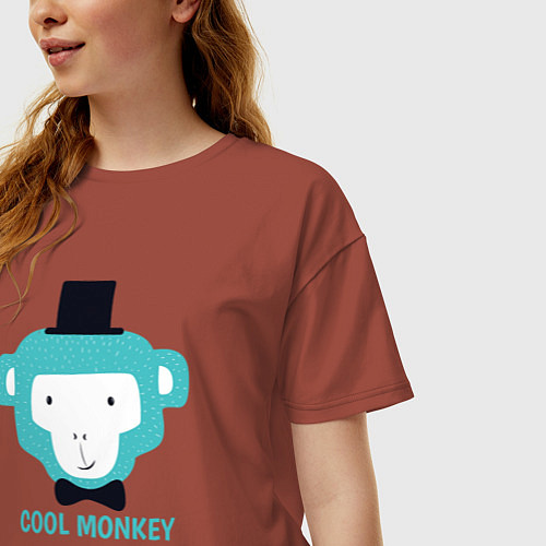 Женская футболка оверсайз Cool monkey / Кирпичный – фото 3