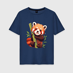 Футболка оверсайз женская The Red Panda, цвет: тёмно-синий