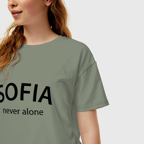 Женская футболка оверсайз Sofia never alone - motto / Авокадо – фото 3