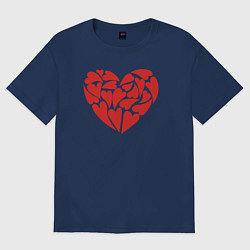 Футболка оверсайз женская Hearts of love, цвет: тёмно-синий