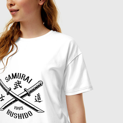 Женская футболка оверсайз Самурай бусидо / Белый – фото 3