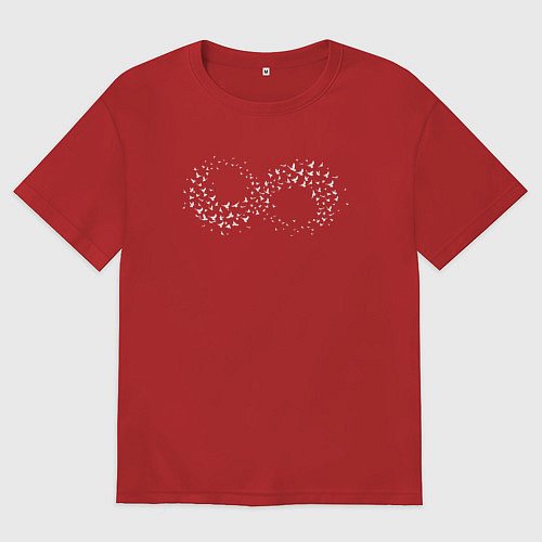 Женская футболка оверсайз Птицы в бесконечности / Красный – фото 1