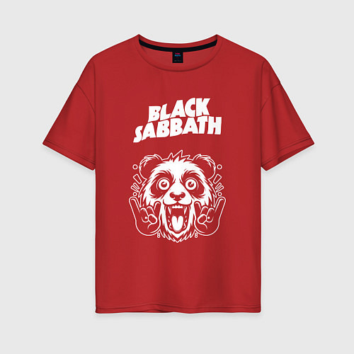 Женская футболка оверсайз Black Sabbath rock panda / Красный – фото 1