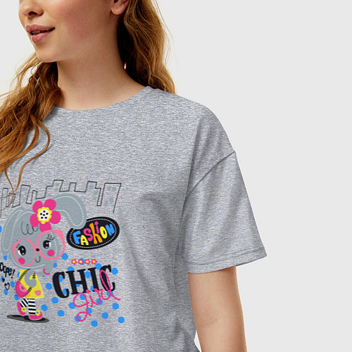 Женская футболка оверсайз Fashion chic girls / Меланж – фото 3