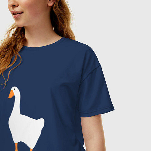 Женская футболка оверсайз Untitled goose game honk / Тёмно-синий – фото 3