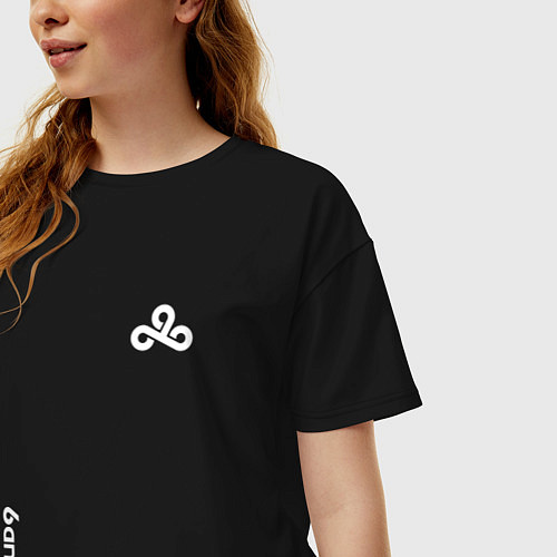 Женская футболка оверсайз Cloud9 - white logo / Черный – фото 3