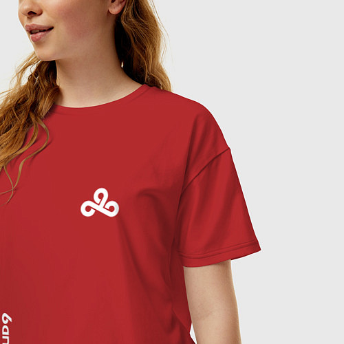 Женская футболка оверсайз Cloud9 - white logo / Красный – фото 3