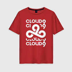 Футболка оверсайз женская Cloud9 - in logo, цвет: красный