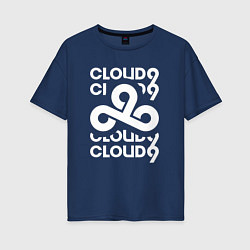 Футболка оверсайз женская Cloud9 - in logo, цвет: тёмно-синий